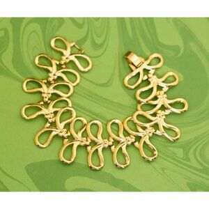 Vintage Gold Tone Oval Ribbons Bracelet 7 1/2 inch - W8